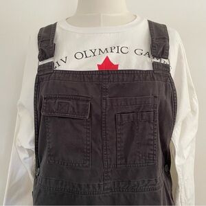 vintage black overall midi dress